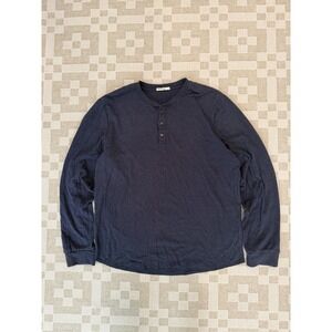 Marine Layer Shirt Mens Large Blue Pacifica Stretch Henley Long Sleeve Buttons